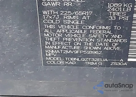 2015 Nissan Rogue Sv из США, поврежденный, VIN KNMAT2MV9FP518962